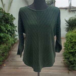 a.n.a Petite Cable Knit Sweater Green Size S Pullover Crew Neck Lightweight